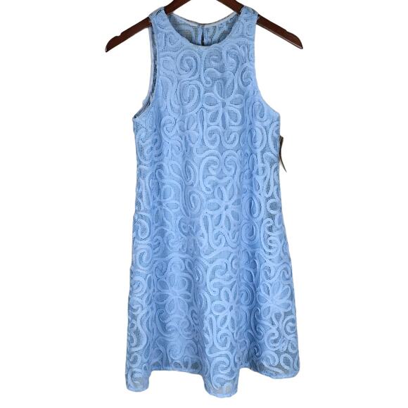 Cremieux Wendy Dress Sleeveless Lace Mini Blue sz 0 Women's Party Event NEW - Picture 1 of 10